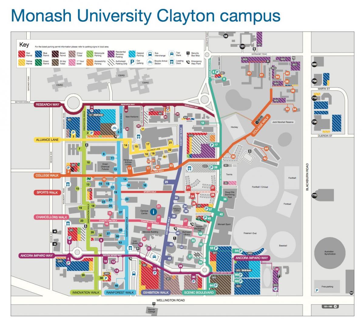 Monash university Clayton karte