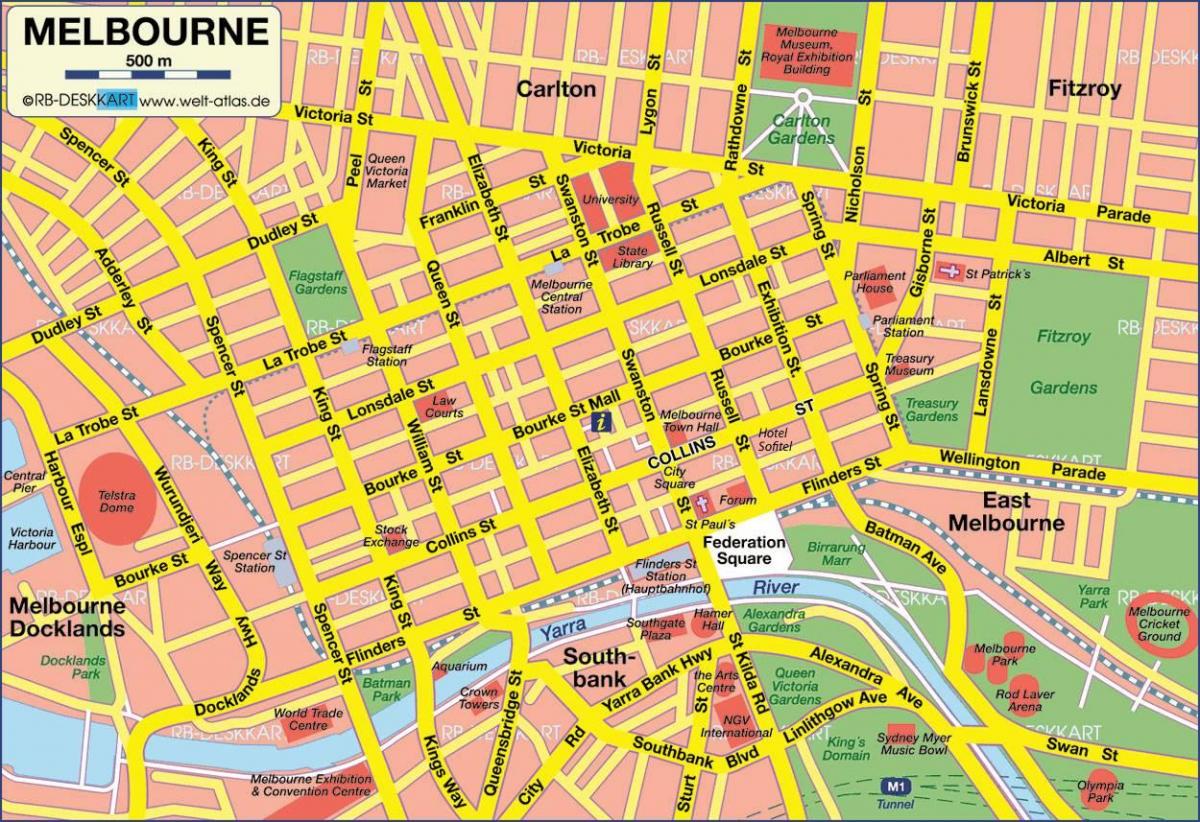pilsētas karte, Melbourne