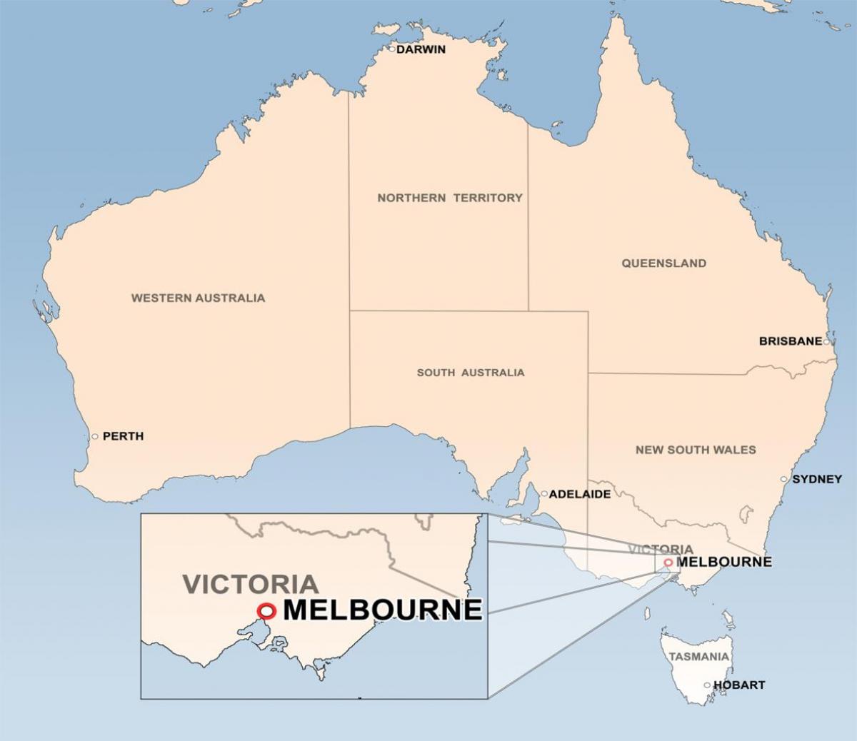 karte Melburnas Austrālijā
