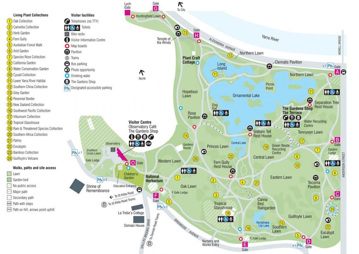botanical gardens Melbourne karte