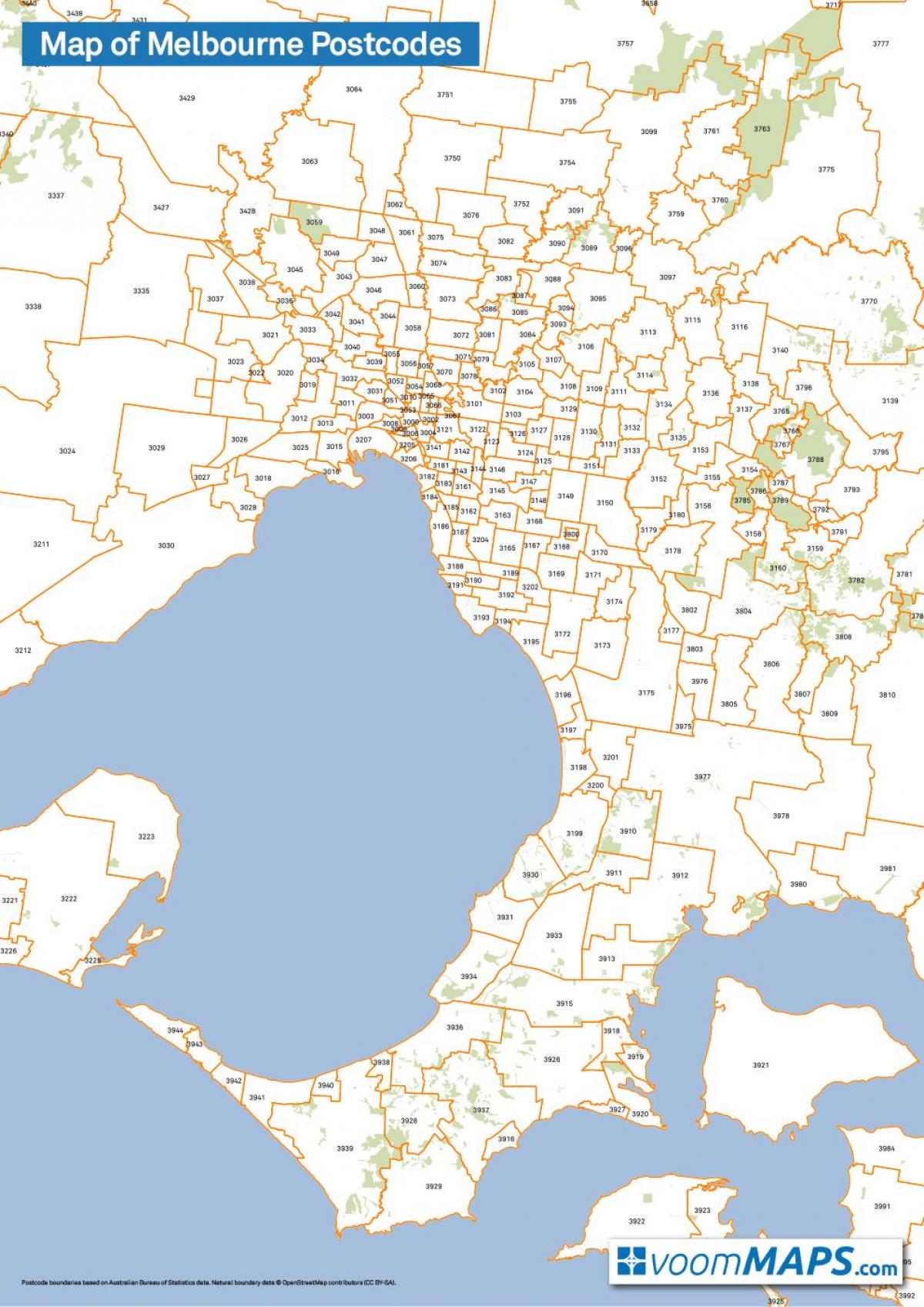 kartes Melburnā postcodes