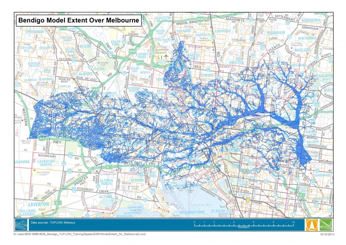 kartes Melburnā plūdu