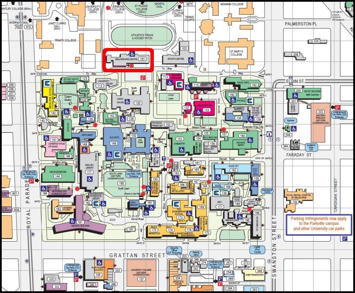karte Melburnas universitātē