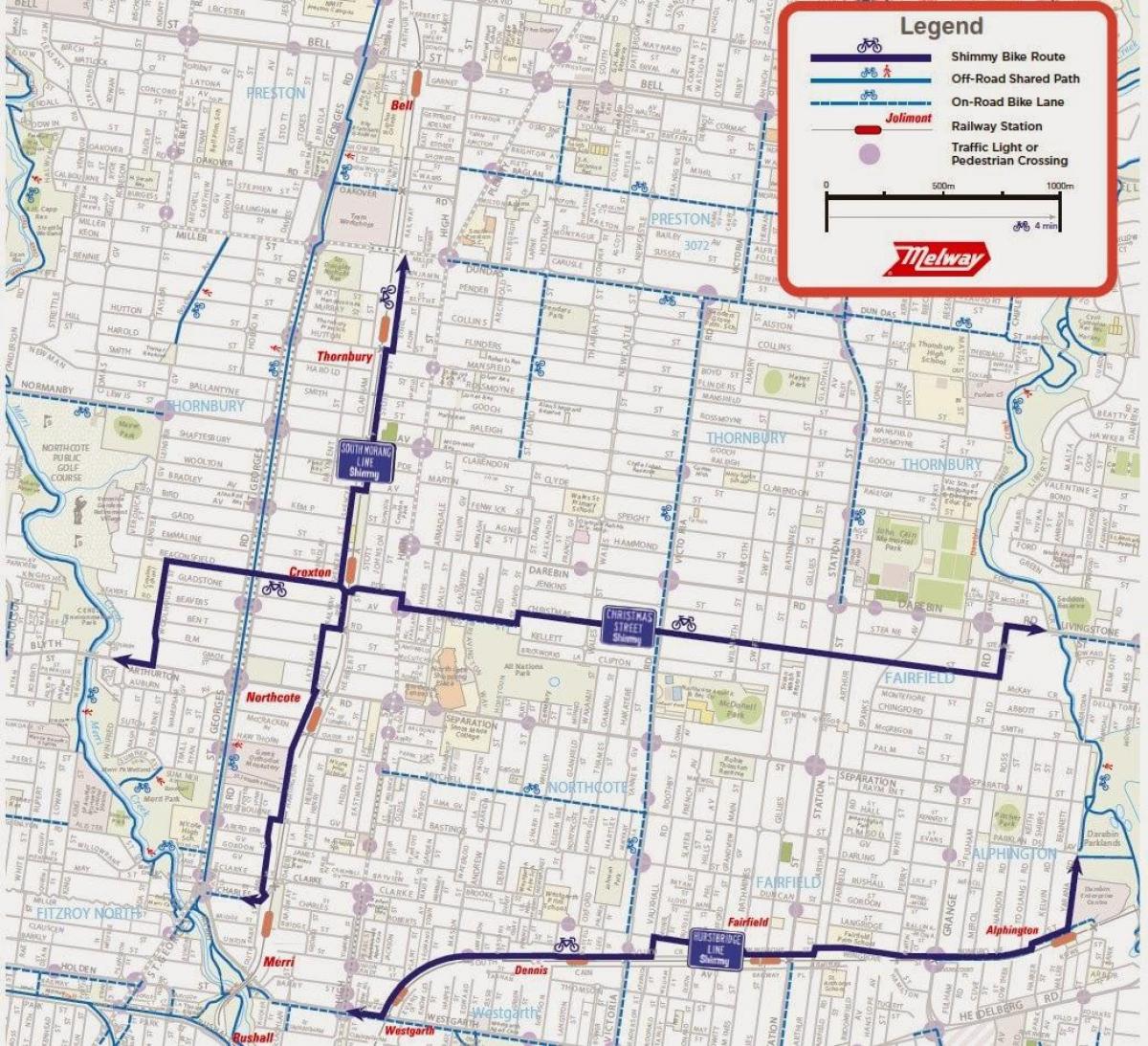 kartes Melburnā velosipēdu daļa