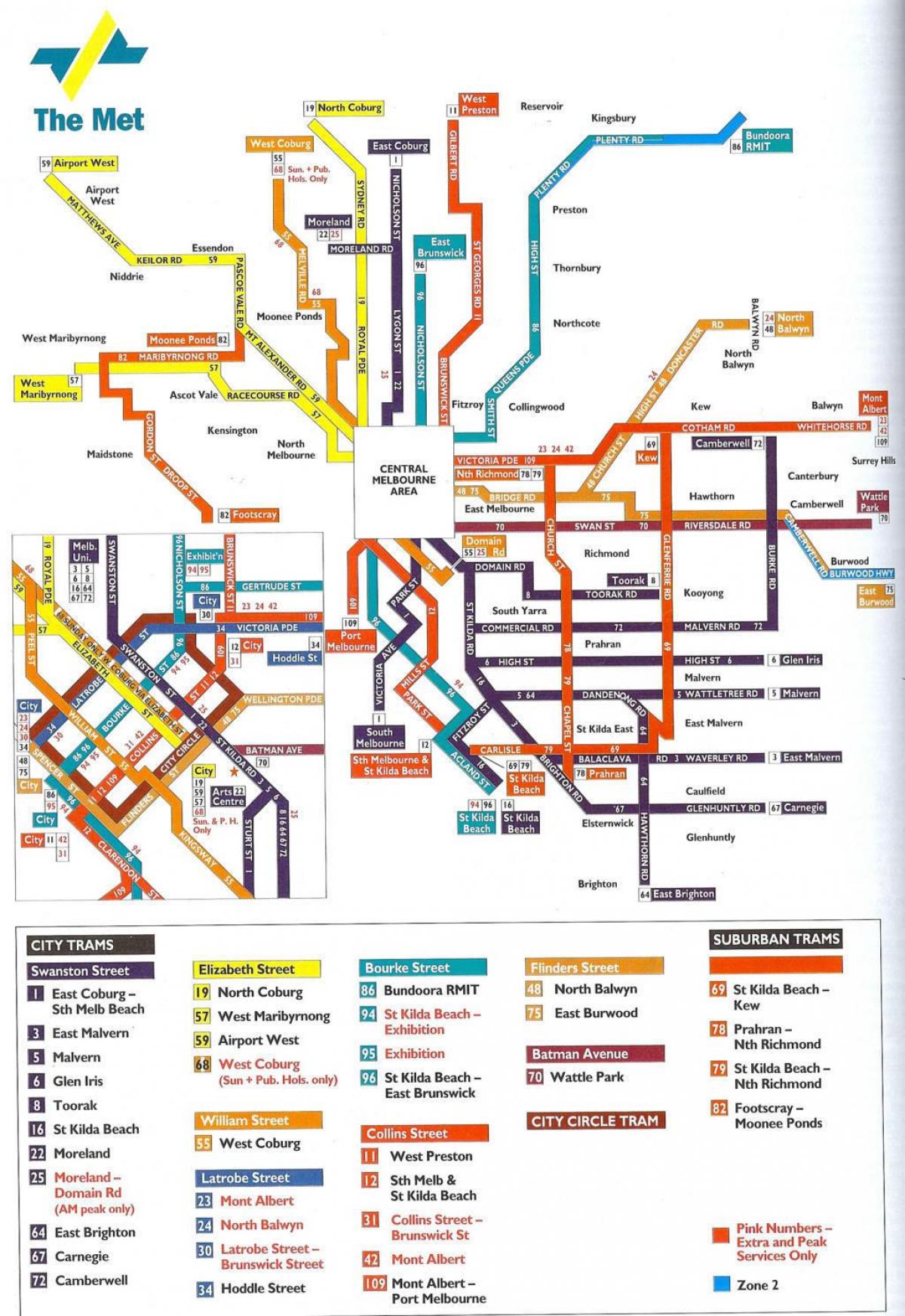 Melburnas sabiedriskā transporta karti