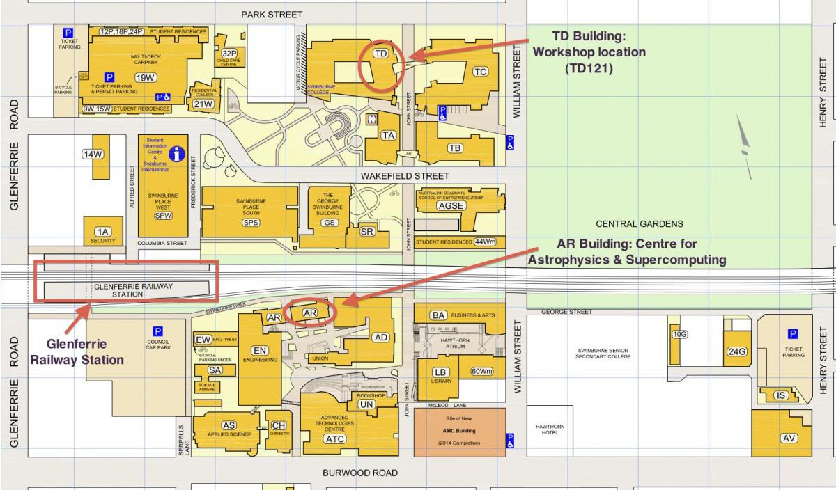 karte Swinburne universitātes