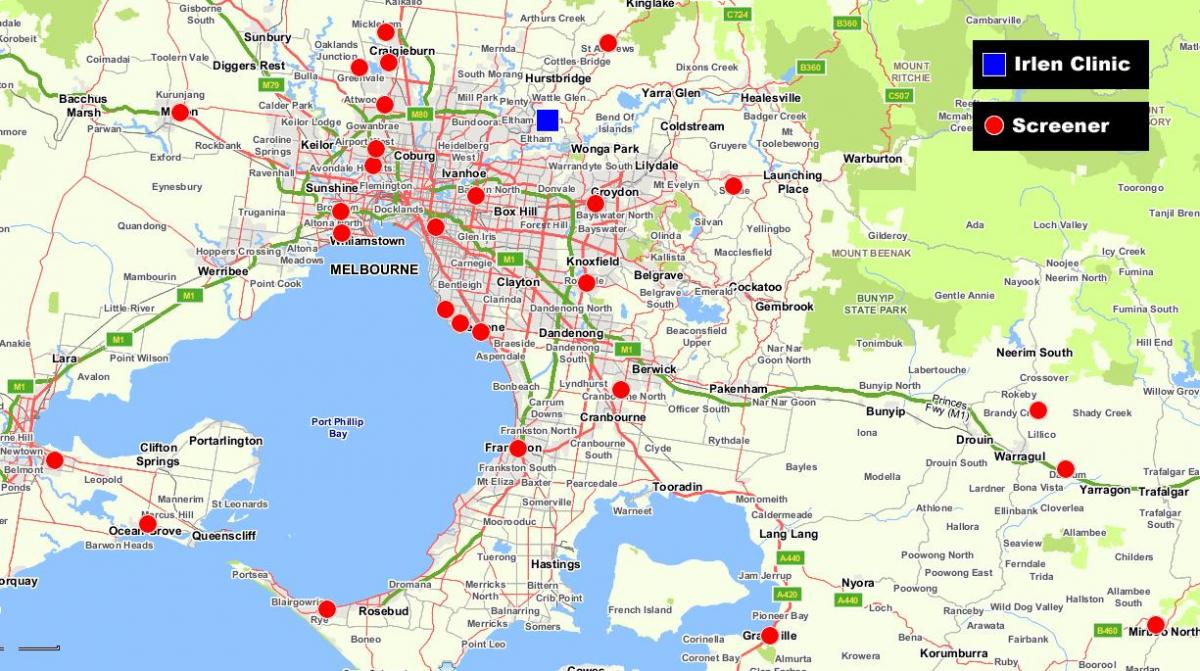 karte lielāku Melburnā