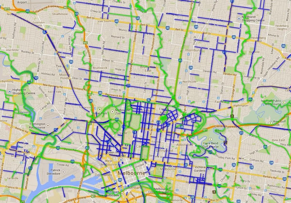 velosipēdu ceļi, Melbourne karte