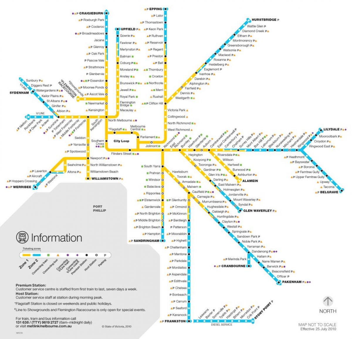 Melburnas dzelzceļa tīkla karte