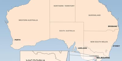 Karte Melburnas Austrālijā