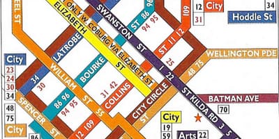 Melbourne cbd tramvaja karte