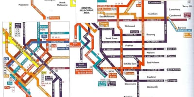 Melburnas sabiedriskā transporta karti